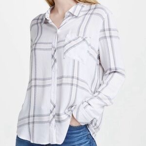 RAILS HUNTER WHITE BLUSH ASH BUTTON UP SZ M